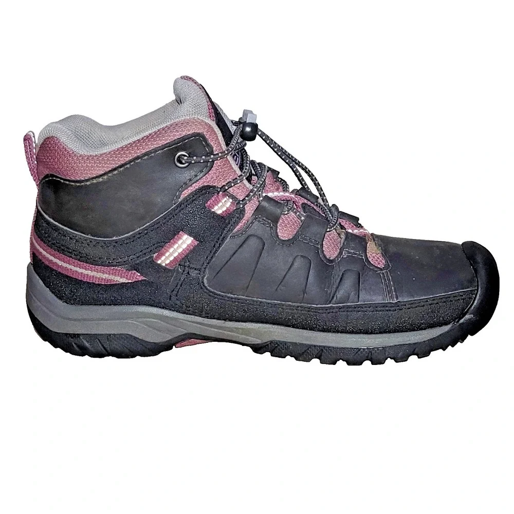 KEEN Targhee Mid Waterproof Hiking Boots Kids Youth Size 3 EU 35 Brown Pink